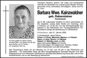 Traueranzeigen Von Barbara Kainzwaldner Trauer Bz