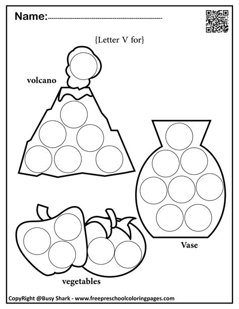 Letter V Free Dot Markers Coloring Pages