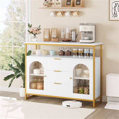 Hodedah Tall Free Standing Kitchen Cabinet White