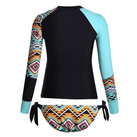 Amazon Women Long Sleeve Rash Guard Top 2 Piece Swimsuit Set Large