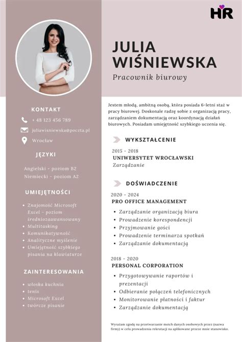 Cv Pracownika Biurowego Wz R Hr Love