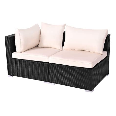 Tangkula Outdoor Wicker Sofa Best Outdoor Furniture For Small Spaces