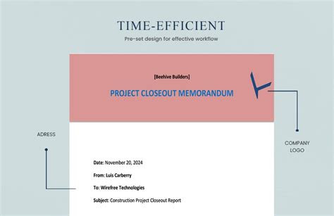 Project Closeout Memo Template In Pages Word PDF Google Docs