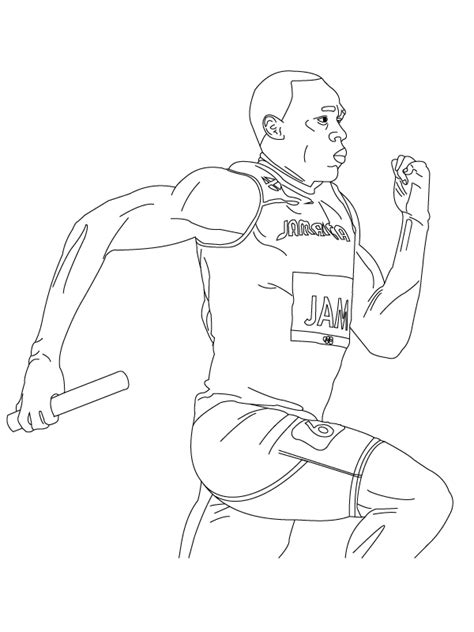 Usain Bolt Sprinting Coloring Page - Free Printable Coloring Pages for Kids