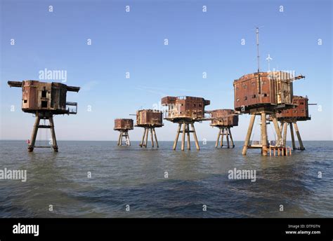 Maunsell sea forts. Red sands forts Thames estuary now abandoned Stock ...