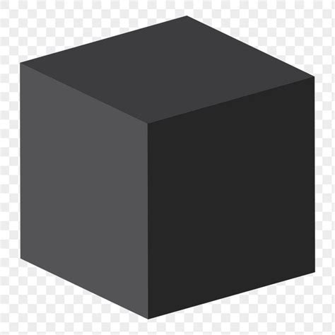 Cube Png 3D Geometrical Shape In Black On Transparent Background