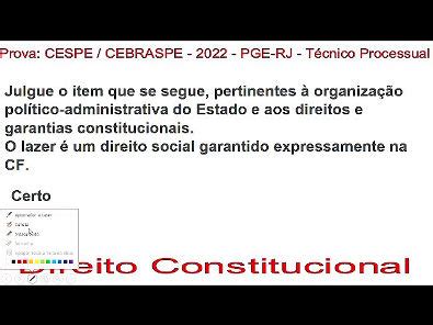 DIREITO CONSTITUCIONAL Prova CESPE CEBRASPE 2022 PGE RJ Técnico