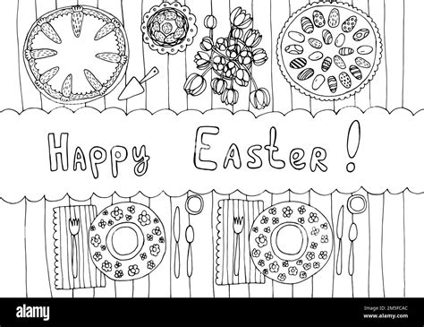 Easter dinner table coloring page Stock Vector Image & Art - Alamy