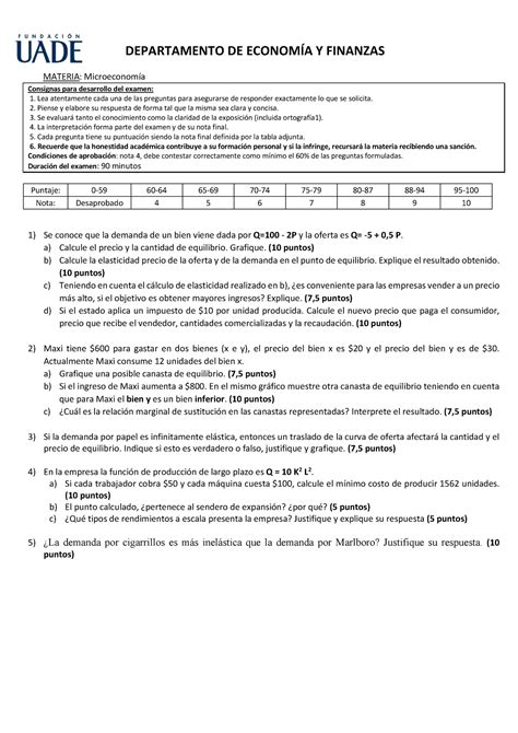 Microeconomia Primer Parcial Er Cuatr Profesor Ml Turno