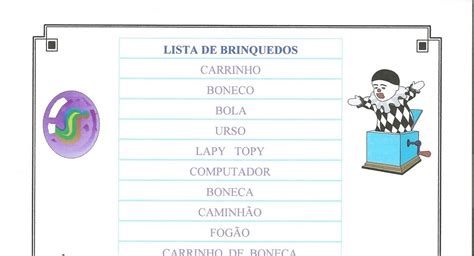 Lista De Nome De Brinquedos - Lista De Brinquedos Infantis - FDPLEARN