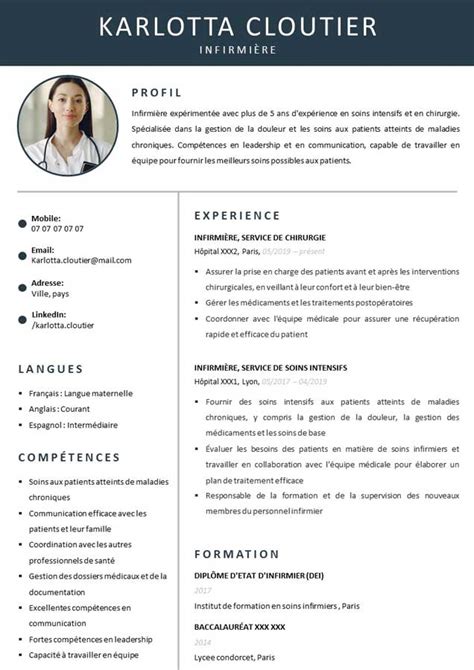 CV Infirmière et infirmier Modèle CV Word Gratuit à télécharger