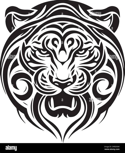 Vector Illustration Of Tiger Head With Ornament Vector Illustration