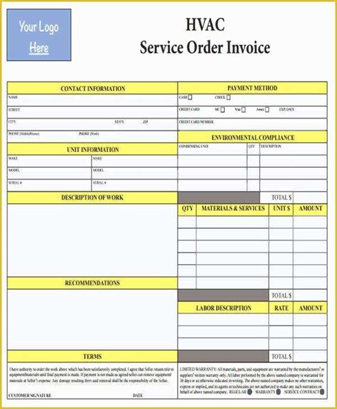 Hvac Service Invoice Template Free Of Free Download Sample Printable