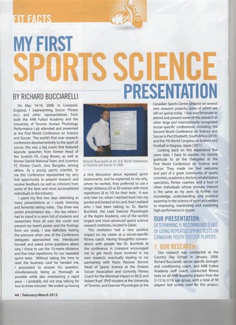 New Article “My First Sports Science Presentation” in Inside Soccer ...