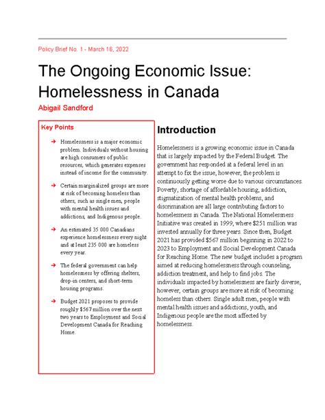 ECON 1100 PEAR Writing Assignment Policy Brief No 1 March 16