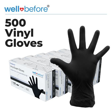 Wellbefore Black Vinyl Disposable Gloves Small 500 Ct Powder