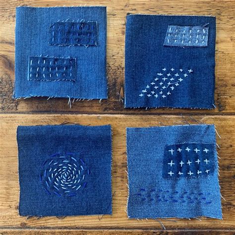 Denim Sashiko Patch Etsy