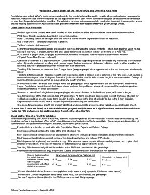 Fillable Online Fa Sdsu Validation Check Sheet For The Wpaf Pds And One