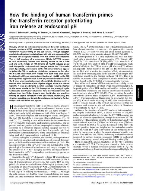 (PDF) How the binding of human transferrin primes the transferrin ...