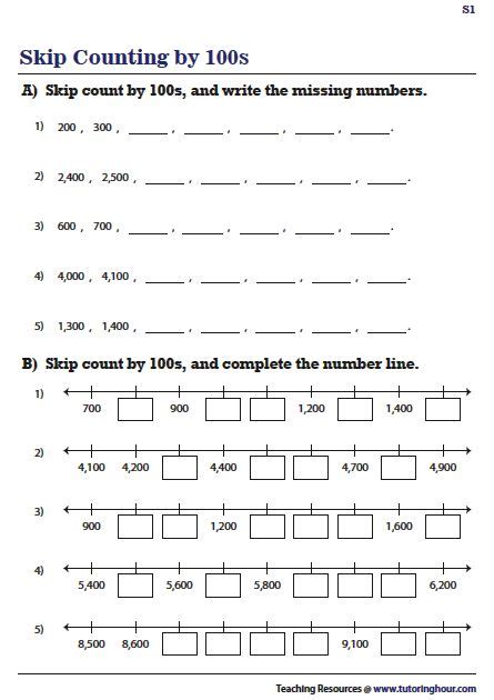 Skip Counting By 100s Worksheets Skip Counting Mathematics