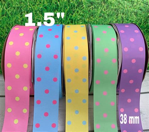 Craft Supply 1 5 Spring Polka Dots Grosgrain Ribbon Easter Ribbons