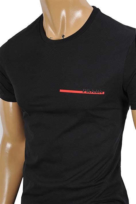 Mens Designer Clothes Prada Mens Cotton T Shirt With Front Logo