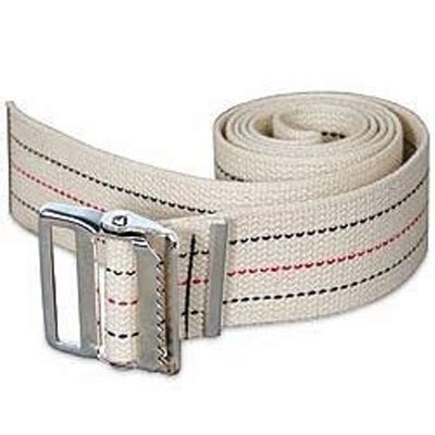 Medline Washable Cotton Gait Belts, Natural W/Blue & Red Stripes