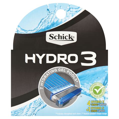 Schick Hydro 3 Men's Razor Blade Refills, 4 Count + 1 Hydro 5 Refill ...