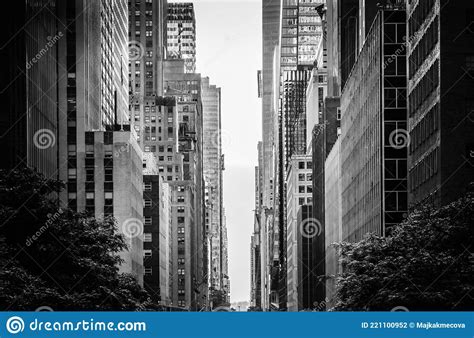 Estrutura Dos Edifícios Nyc Vista De Rua No Centro De Manhattan