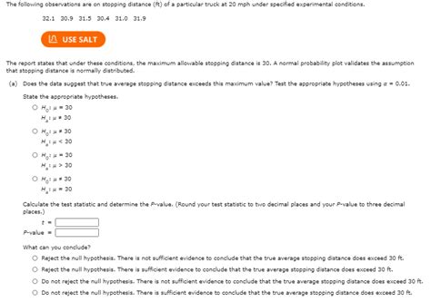 Solved The Following Observations Are On Stopping Distance Chegg