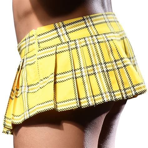 Andrew Christian Unleashed Plaid Mini Skirt Yellow Inderwear