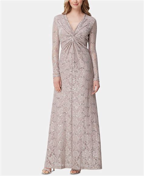 Tahari Asl Long Sleeve Lace Column Gown Macys