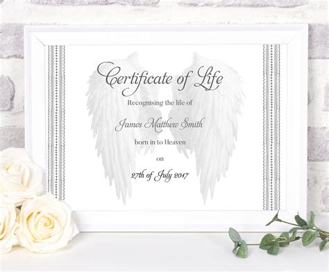 Certificate Of Life Stillbirth Memorial Stillborn Memorial Etsy Uk