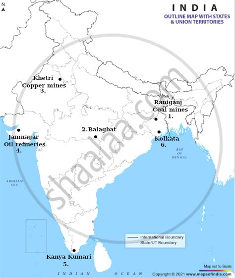 On The Given Political Outline Map Of India Locate And Label Any Five