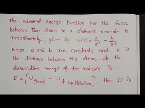 A Potential Energy Function For The Force Between Two Atoms In A