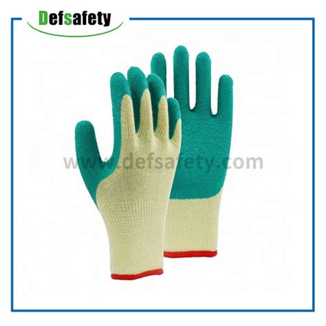 10g Polyester Shell Latex Crinkle Thumb Coated Glovesdefence Safety