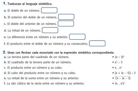 De lenguaje coloquial al simbólico worksheet