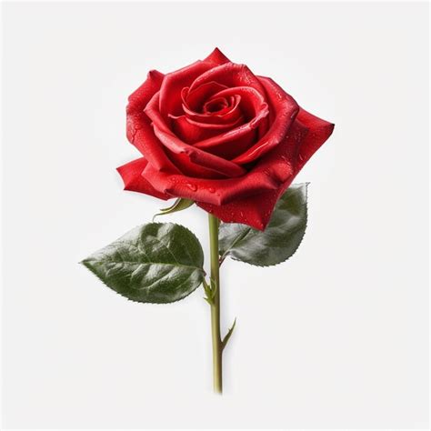 Una Rosa Roja Con Una Hoja Verde Foto Premium