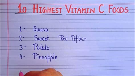 Top 10 Highest Vitamin C Food Vitamin C Best Food Of Vitamin C