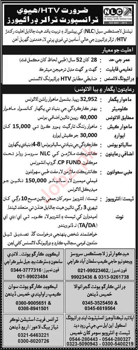 National Logistics Cell Nlc Karachi Jobs Job Advertisement