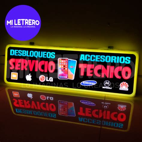 Letrero Luminoso Acrílico Servicio Técnico Pc Laptops Cartel Led