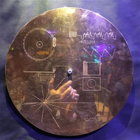 The Golden Records Iconic Cover Mounted On Jpls Full Scale Voyager Model