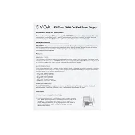 Evga 500 W1 Power Supply Specs Compare Prices Pangoly