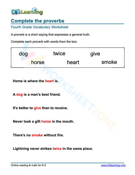 Finish The Proverbs And Adages Worksheet For Th Th Grade