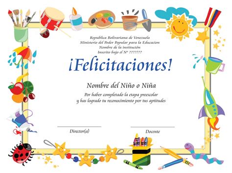 Diplomas De Preescolar Diplomas Infantiles Diploma De Escuela Y Online