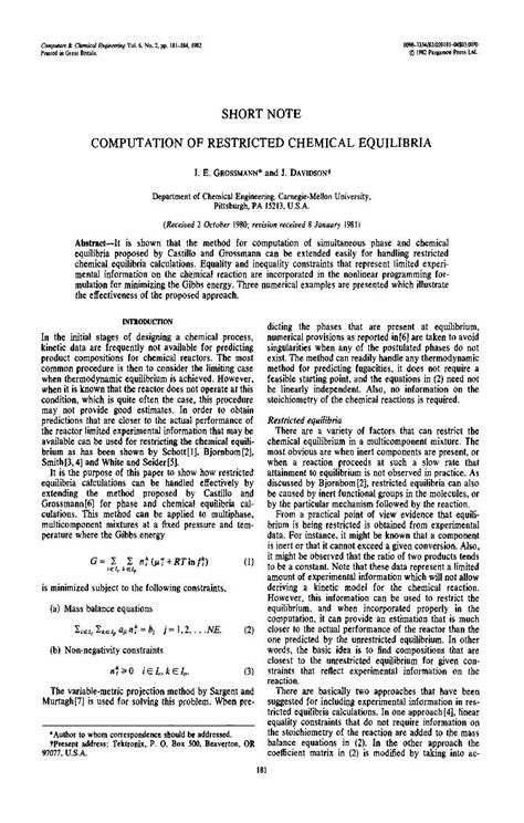 PDF Computation Of Restricted Chemical Equilibria DOKUMEN TIPS