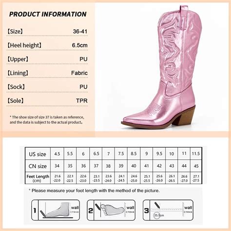 Cowboy Pink Cowgirl Boots For Womenzip Embroidered Pointed Toe Chunky Heel Mid Calf Western