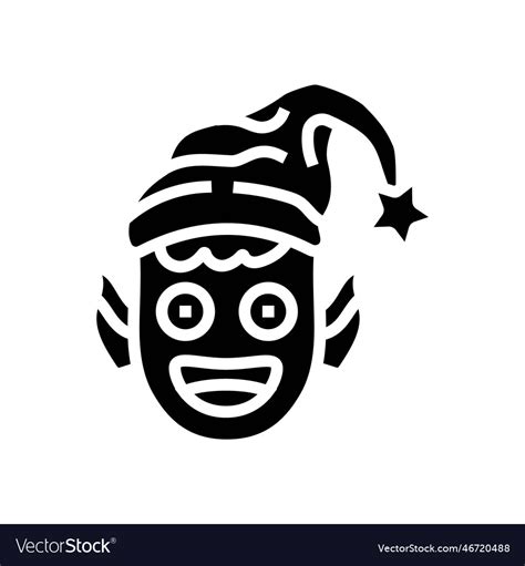 Head Elf Christmas Cute Glyph Icon Royalty Free Vector Image