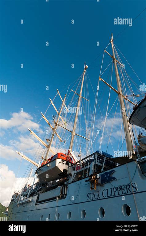 Star Clipper sailing cruise ship, Dominica, Caribbean Stock Photo - Alamy