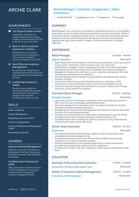 Retail Manager Cv Examples And Guide For 2025